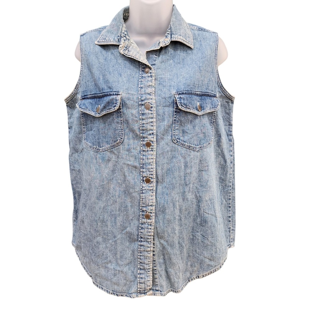 Vintage GAP Denim Vest Women's Small Blue Button Front 100% Cotton 90s Shirt